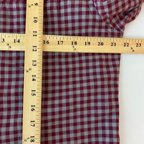 Banana Republic Luxe Flannel Slim Fit Shirt Medium Plaid Long Sleeve Red Gray - Picture 8 of 9